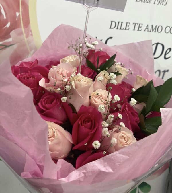 Bouqueth rosas rosadas y fucsia